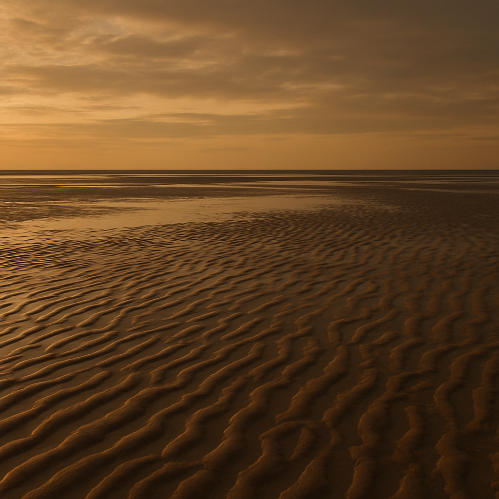 Het wad bij eb tijdens het gouden uur